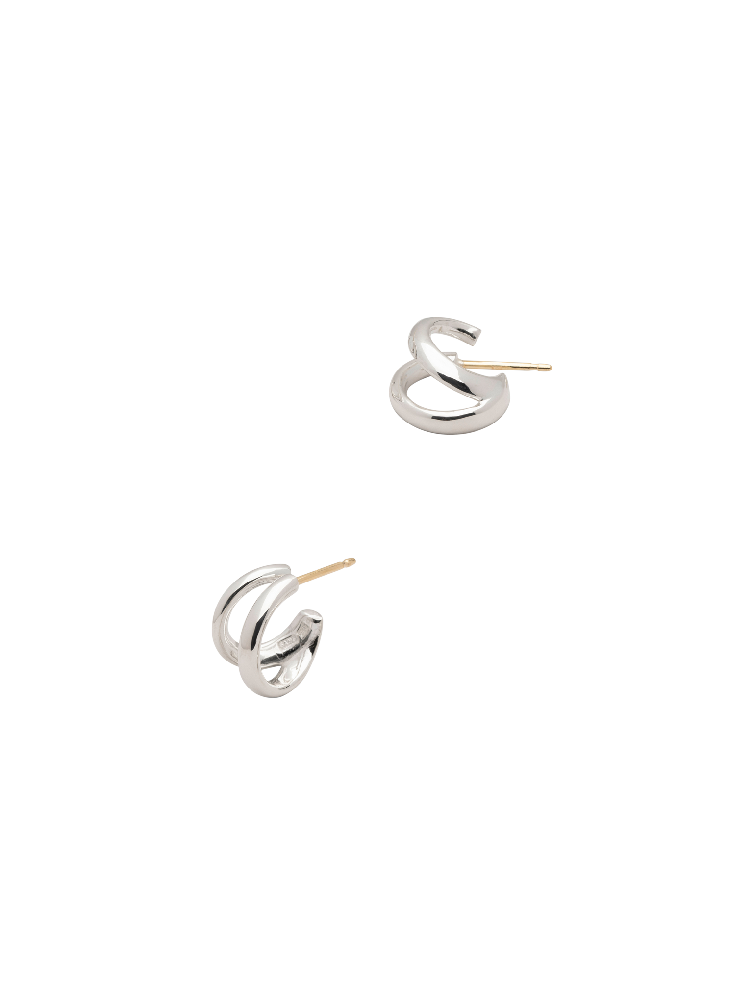 Sinne double creol earrings in silver and 18k yellow gold